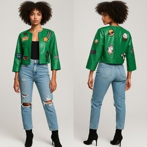 Kelly Green Vegan Patent Leather Jacket